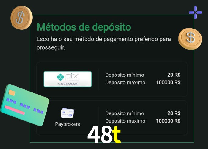 O cassino 48t oferece uma grande variedade de métodos de pagamento